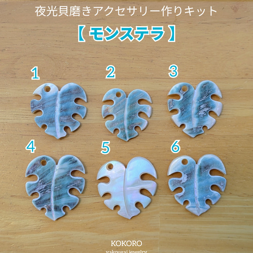 夜光貝磨きアクセサリー作りキット ✳【 モンステラ 】 キット 夜光貝