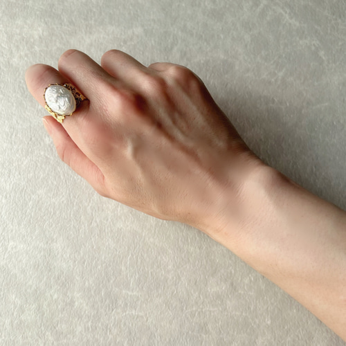 断捨離　指輪 アンティーク？　ビンテージ？　美品　レディース　ミク ヴィンテージパール貴婦人リング【上品・指輪・アンティーク