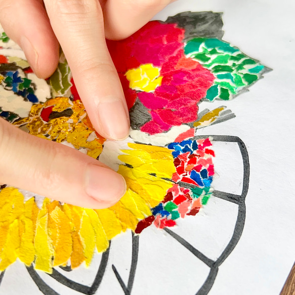 【切り絵×ちぎり絵】原画アート chame-leon -ｶﾒﾚｵﾝ- 切り絵×ちぎり絵 chame leon ｶﾒﾚｵﾝ SDGs