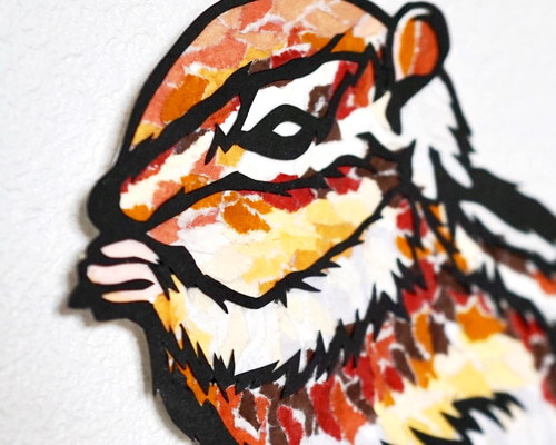 受注生産【切り絵×ちぎり絵】sima-risu -ｼﾏﾘｽ- 原画アート 切り