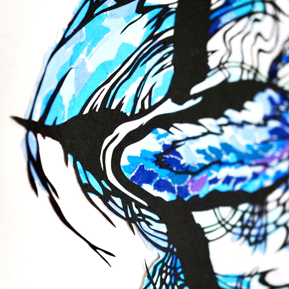 ちぎり絵×切り絵】原画アート 『pen-guin（ペンギン）』 絵画 紙の