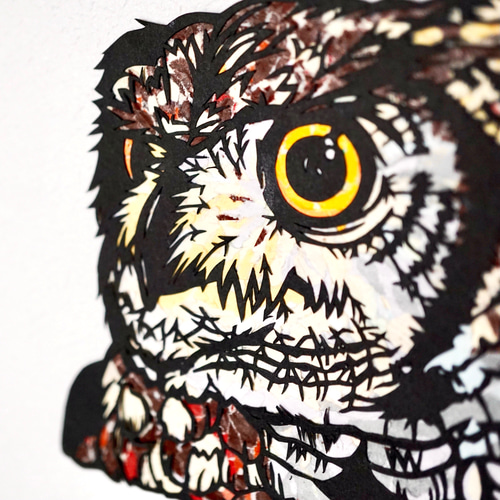 ちぎり絵×切り絵】原画アート 『mimi-zuku（木兎）』 絵画 紙のおくり