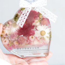 クリスタルハート型ハーバリウム：赤い薔薇orボタニカルピンク～「Thank You」リボンを添えて～母の日・敬老 13枚目の画像