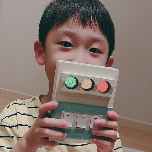 木製 スイッチ・パチパチ信号機【ペールミント】 おもちゃ・人形 工房