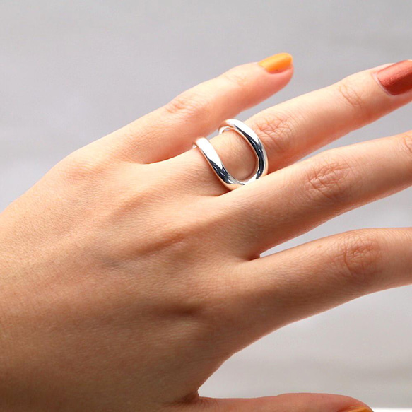 Silver 925 W Ring ダブルリング 12号 11号