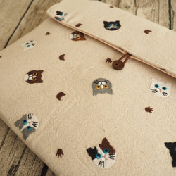 イギリス製のかわいい猫刺繍ラップトップバッグ Switch iPad MacBook 保護ケース 収納バッグ 2枚目の画像