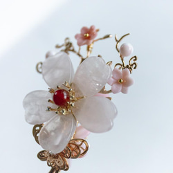 天然石ローズクォーツの桜のかんざし 和装髪飾り　簪　二本挿し 6枚目の画像