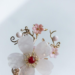 天然石ローズクォーツの桜のかんざし 和装髪飾り　簪　二本挿し 7枚目の画像