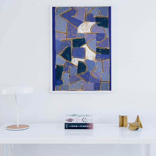 NO.84】ステンドグラスのような幾何学絵画アートポスター☆青紫