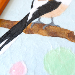 和紙のちぎり絵 原画『春の集合写真』エナガ スズメ メジロ ウグイス　鳥/野鳥 10枚目の画像