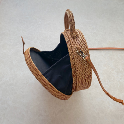 コロンとまんまる大きめ(24cm)☆2WAYショルダーかごバッグ♪ コロンとまんまる大きめサイズ(24cm)☆2WAYショルダーかごバッグ