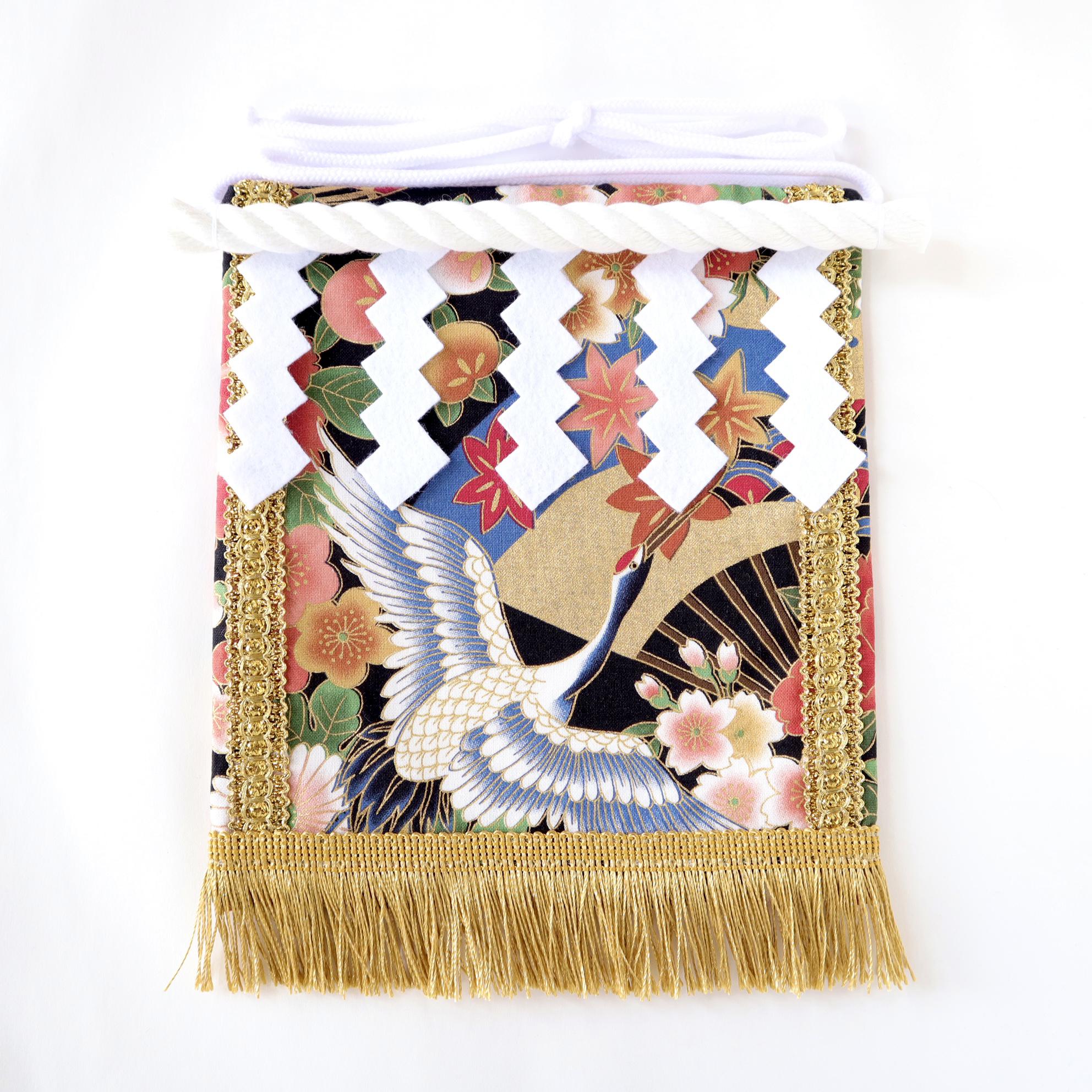 【名入れOK】赤ちゃん化粧まわし「えびすこくん」《雅な花と扇と鶴・黒》泣き相撲・赤ちゃん土俵入りに参加する子の衣装に！