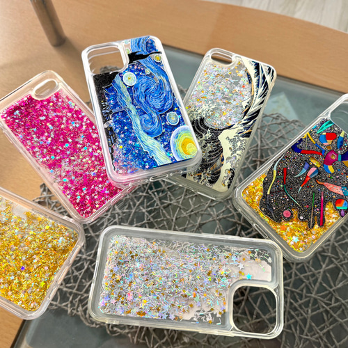 グリッタースマホケース ミュシャ 【世界の名画】 四季 四つの花