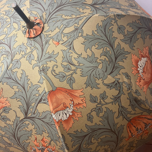 日傘 ウィリアムモリス アネモネ柄(薄茶地オレンジ色の花) 作成店(布別