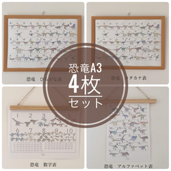 インテリアに馴染む やさしい恐竜【4枚セット】 A3ポスター 雑貨