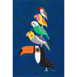 オーダー絵画「ポップな小鳥ブレーメン A3サイズ」アート絵画 8枚目の画像