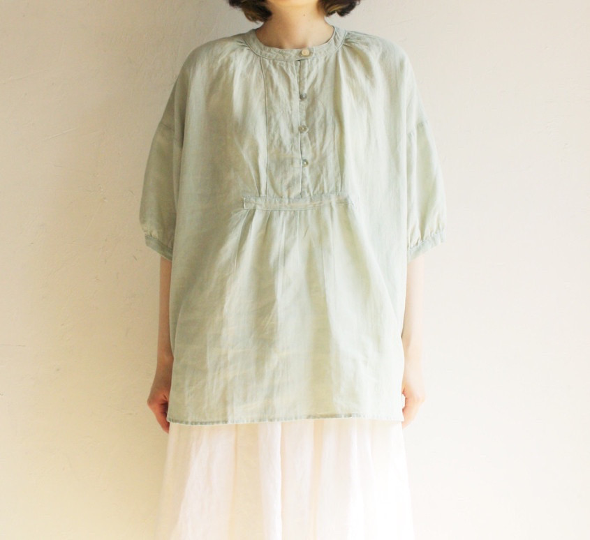 【春の超早割15％OFF】リネン素材 お尻が隠れる丈のブラウス 5分袖チュニック 速乾 コットン ALCEDO