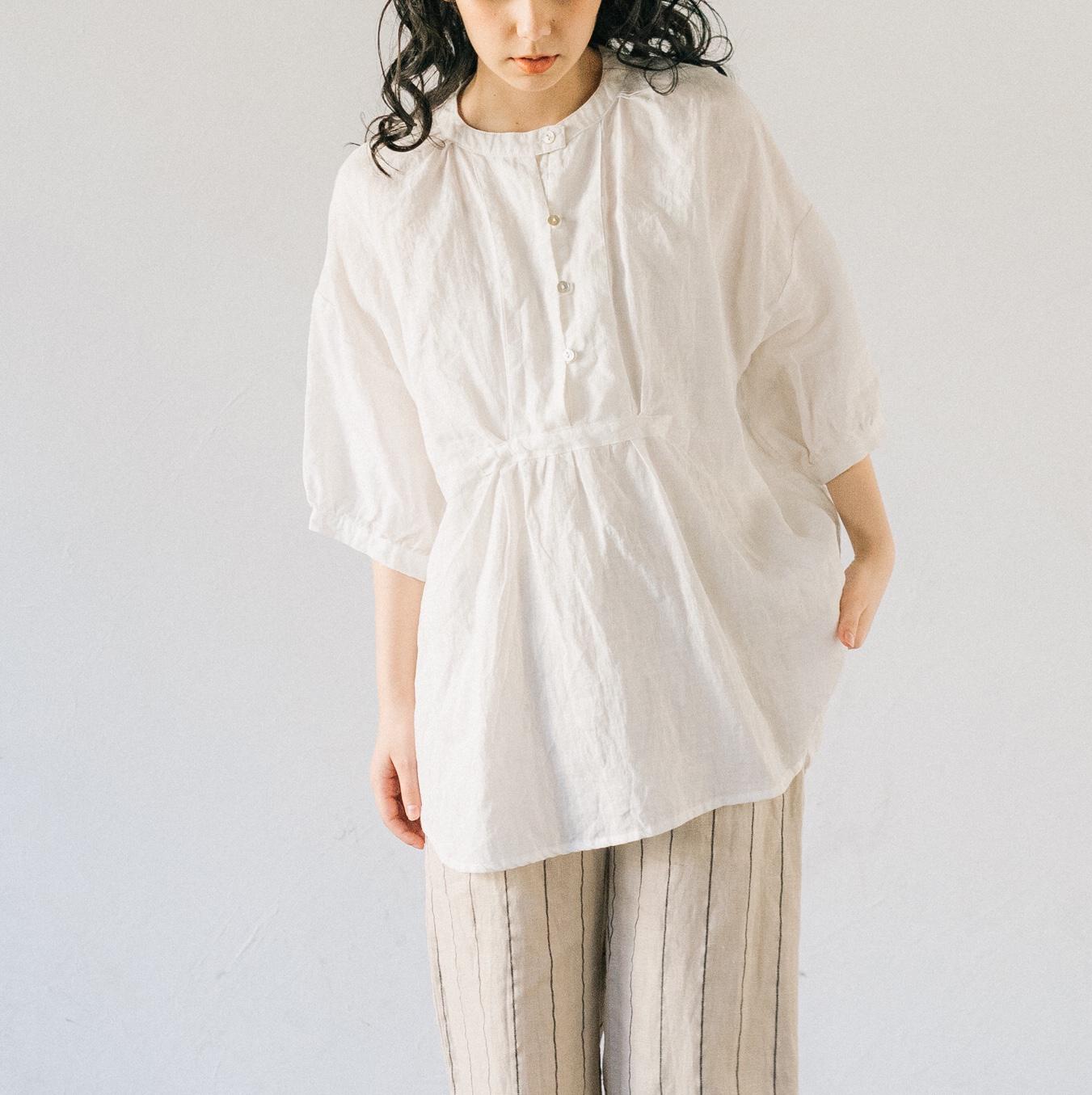 【春の超早割15％OFF】リネン素材 お尻が隠れる丈のブラウス 5分袖チュニック 速乾 コットン ALCEDO