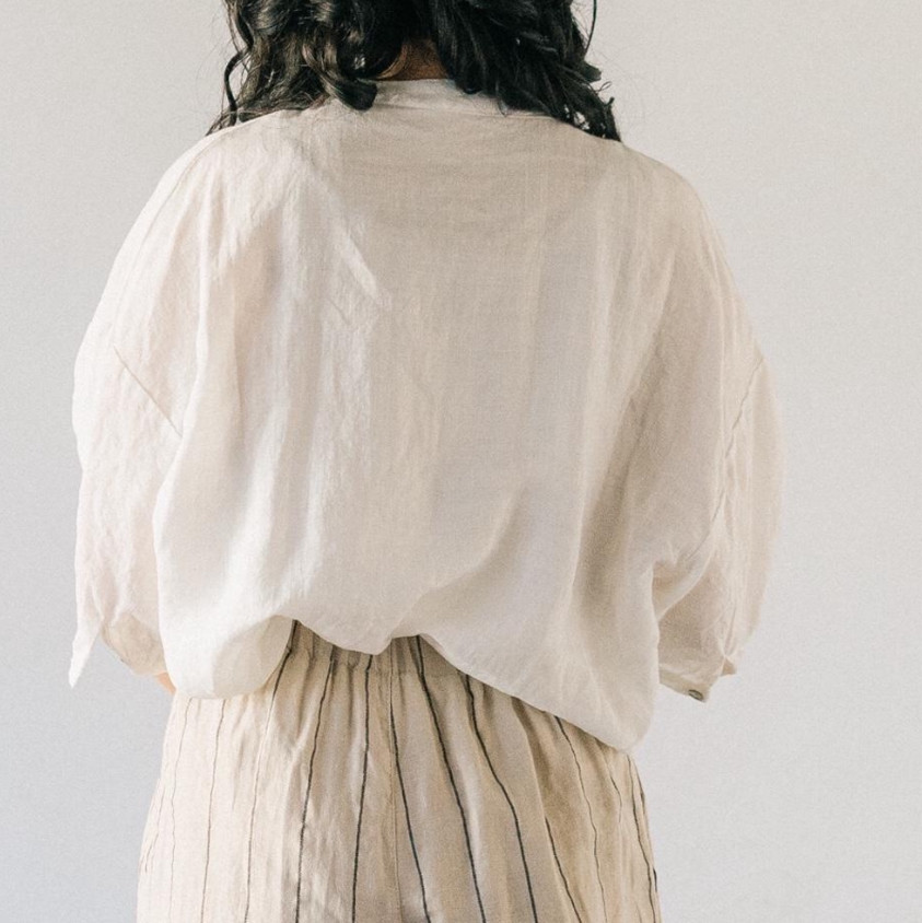 【春の超早割15％OFF】リネン素材 お尻が隠れる丈のブラウス 5分袖チュニック 速乾 コットン ALCEDO