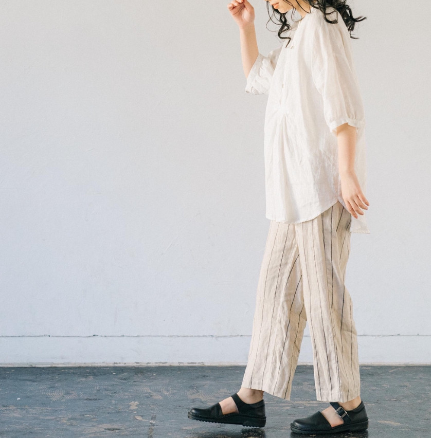 【春の超早割15％OFF】リネン素材 お尻が隠れる丈のブラウス 5分袖チュニック 速乾 コットン ALCEDO