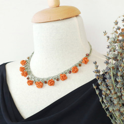 OYA crochet 45cm Necklace [ROSE Crystal] Sweet Orange 第1張的照片