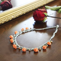 OYA crochet 45cm Necklace [ROSE Crystal] Sweet Orange 第2張的照片