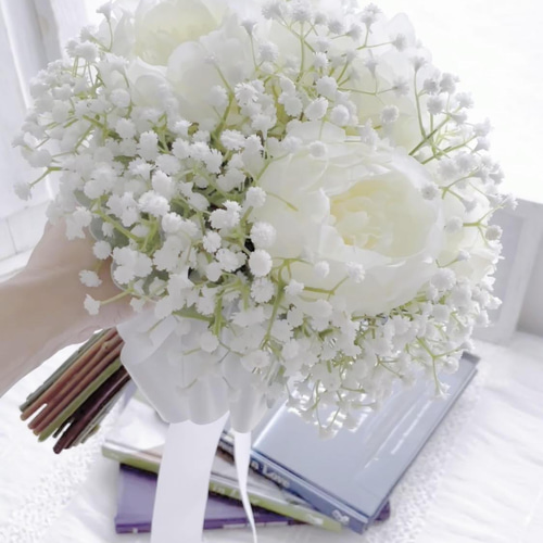 シャクヤクとカスミソウのクラッチ・ブーケ（造花ブーケ） ブーケ 造花