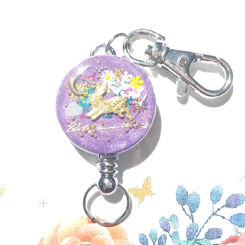 再販】レジンアクセサリー レジンキーホルダー 飛んでるうさぎ