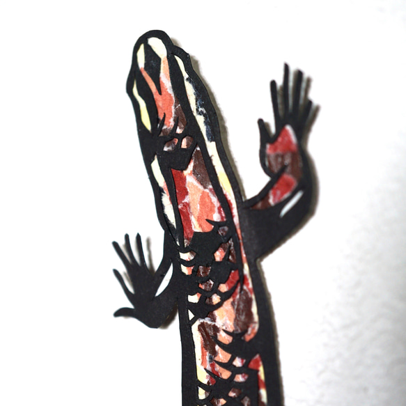 受注生産【切り絵×ちぎり絵】tokage -蜥蜴- 原画アート 1枚目の画像