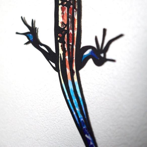 受注生産【切り絵×ちぎり絵】tokage -蜥蜴- 原画アート 3枚目の画像