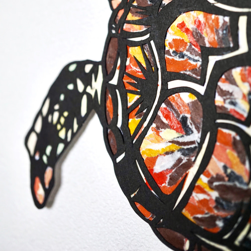 受注生産【切り絵×ちぎり絵】umi-game -海亀- 原画アート 絵画 受注生産【切り絵×ちぎり絵】umi-game -海亀- 原画アート 絵画