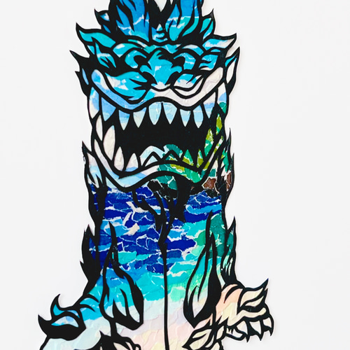 ちぎり絵×切り絵】原画アート 『A-jin（阿神シーサー）』沖縄・守り神