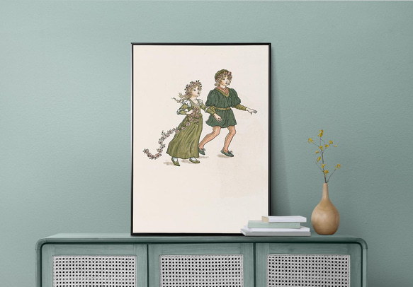 アンティーク ポストカード マーガレットの花冠の少女エレンちゃん