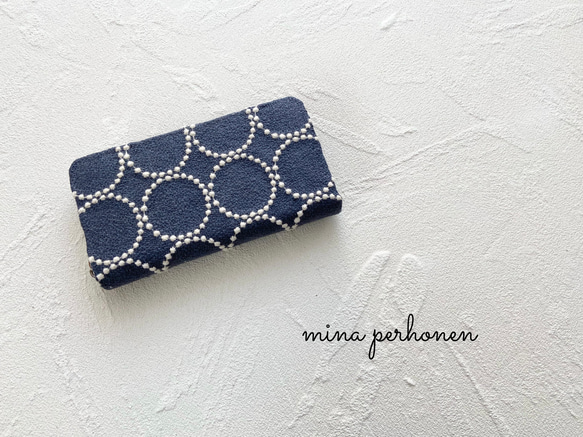 再販！ミナペルホネン 財布 タンバリン ネイビー×ベージュ 長財布 ryo  