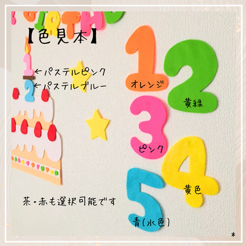 フェルト 大きなケーキ バースデーガーランド 誕生日飾り ハーフ