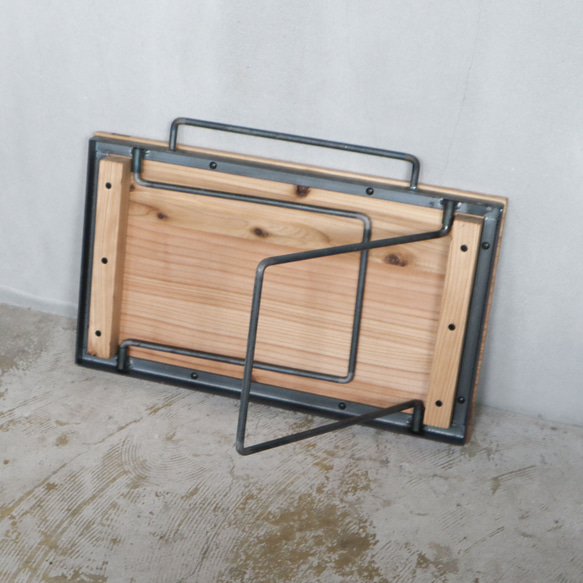 ＼送料無料／[Solo Table]折り畳みテーブル 持ち運び ソロキャンプ アウトドア アイアン 無垢材 -164- 8枚目の画像