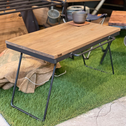 ＼送料無料／[Solo Table]折り畳みテーブル 持ち運び ソロキャンプ アウトドア アイアン 無垢材 -164- 11枚目の画像