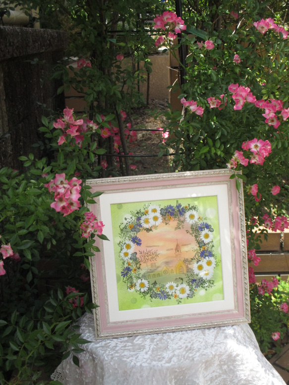 可愛い押し花のリース《押し花アート額》＃押し花＃心が和む