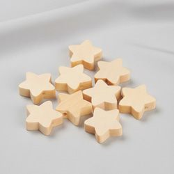 【スター 10個】星 ナチュラル ウッドビーズ 丸 穴2〜3mm 木目 天然 木製 約20×19mm前後 1枚目の画像