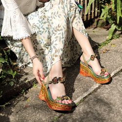紫陽花 サンダル 人気 革 靴 柔らか やさしい シンプル レトロ 婦人靴 シューズ トング サンダル ヒール サンダル 10枚目の画像