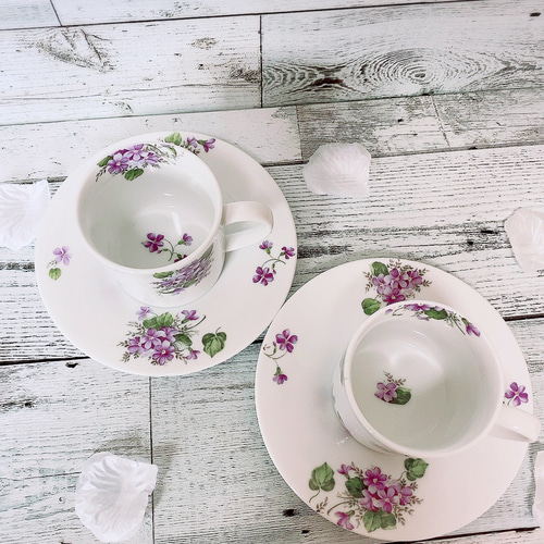 Barbotine スミレ蝶々カップのみカップViolette