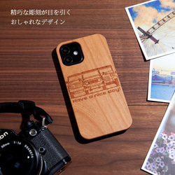 おしゃれな木製 iphoneケース レトロシリーズ 車 1 iphone15 14 13 12 シンプル SE 11 2枚目の画像