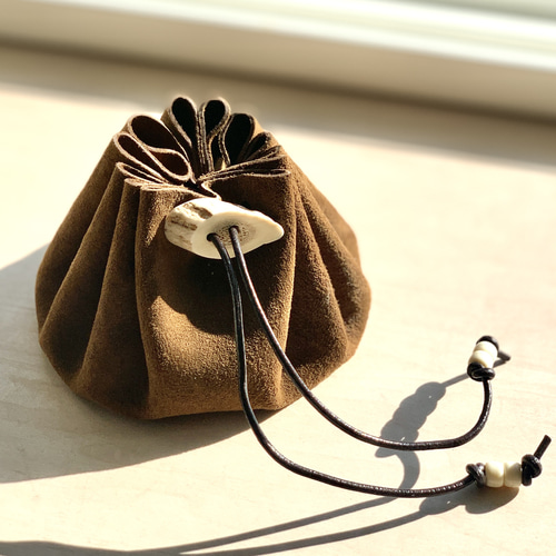 2個セットスエード革製オンボロ風カトラリーケース&ティンダーポーチ 2点