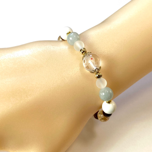 ◇白蛇・健やかなる繁栄ー白蛇ブレスレット◇】白蛇彫り水晶 再生 無限