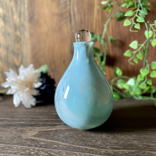 マーブルの涙のフラワーベース つやありブルー 一輪挿し 花器 一輪挿し