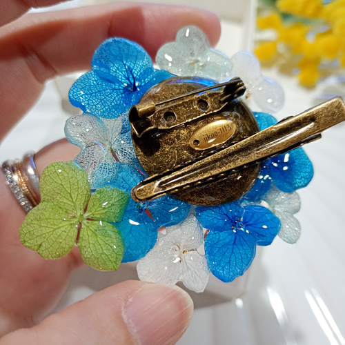 受注製作】世界に一つだけの本物の紫陽花アナベルブローチクリップ
