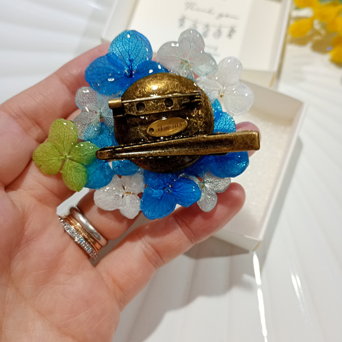 受注製作】世界に一つだけの本物の紫陽花アナベルブローチクリップ