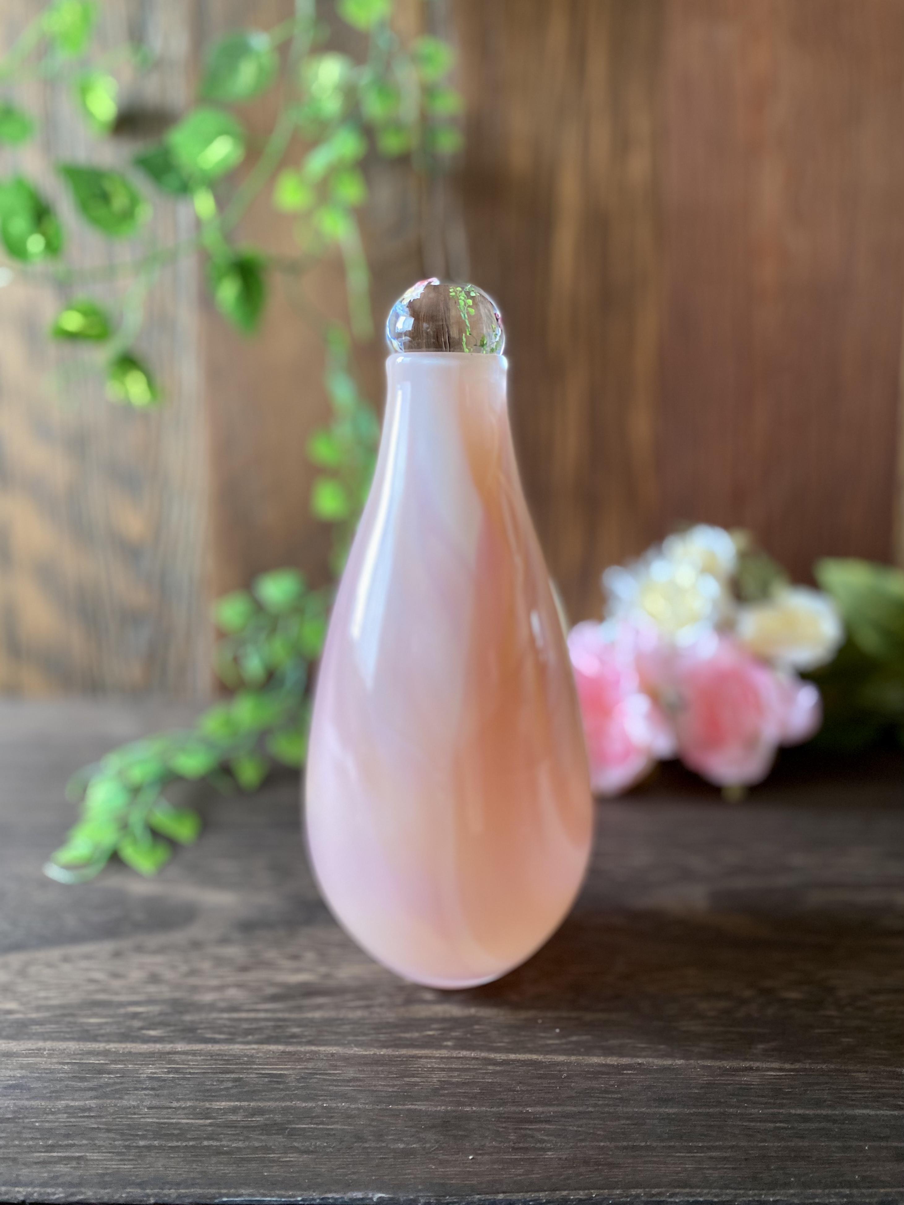スタンド付 ベース ピンク×ホワイト 花瓶 ヴィンテージ ガラス マーブル 花器