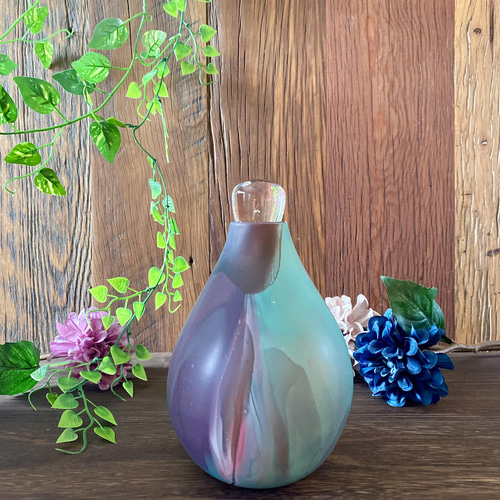 Hiwairoフラワーベース 青 花器 花瓶 高さ30cm×12cm×7cm〈花器