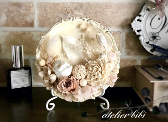 ドライフラワー リース シャビーシック ホワイト インテリア 雑貨